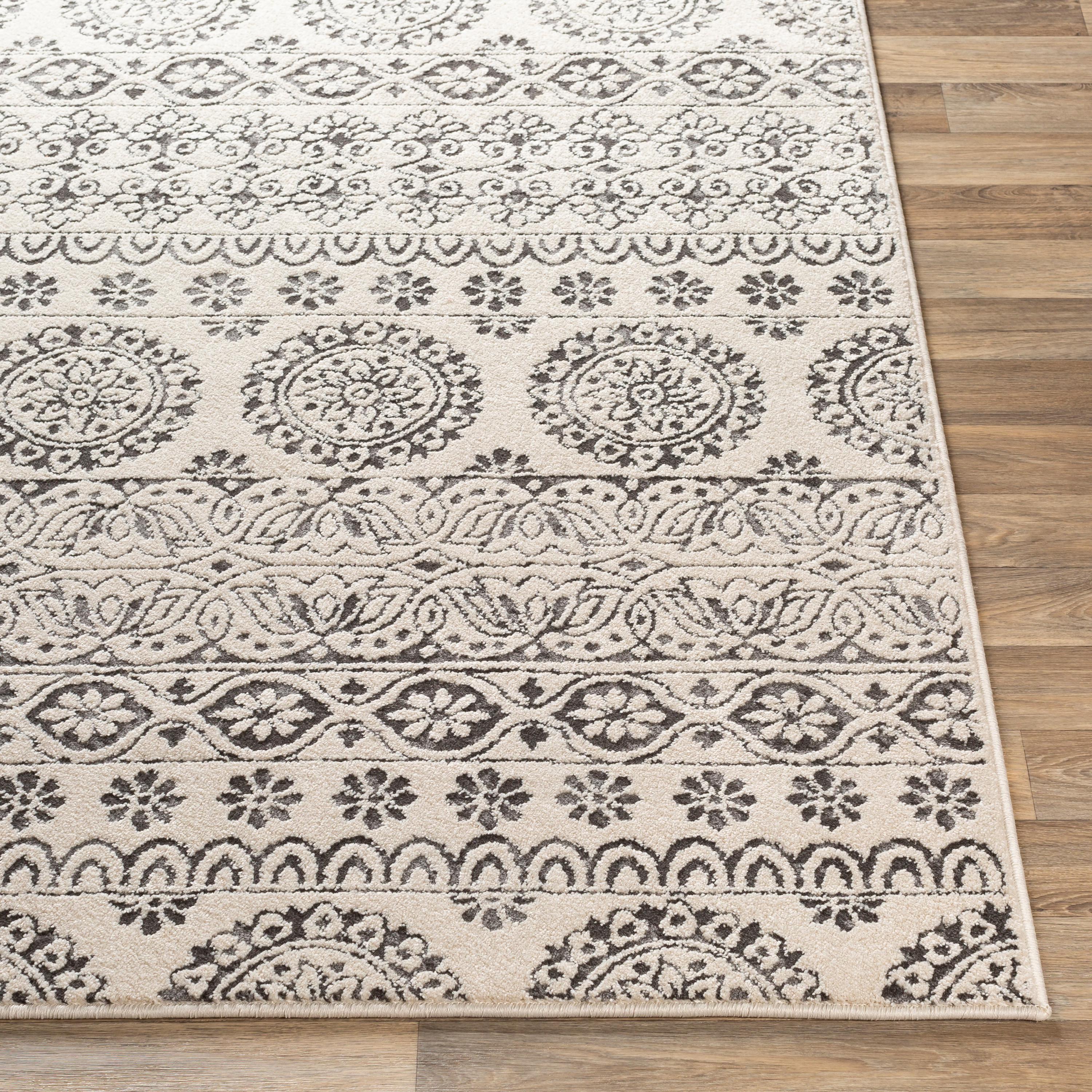 Bahar Charcoal 6'7" Square Traditional Square Area Rug
