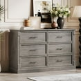 thumbnail image 2 of Luku Farmhouse Roman Column 6 Drawer Dresser, Mid-Century Modern Cabinet, Large Storage Chest, 2 of 7