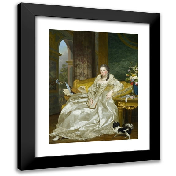 Alexander Roslin 12x14 Black Modern Framed Museum Art Print Titled - The Comtesse D’Egmont Pignatelli in Spanish Costume (1763)