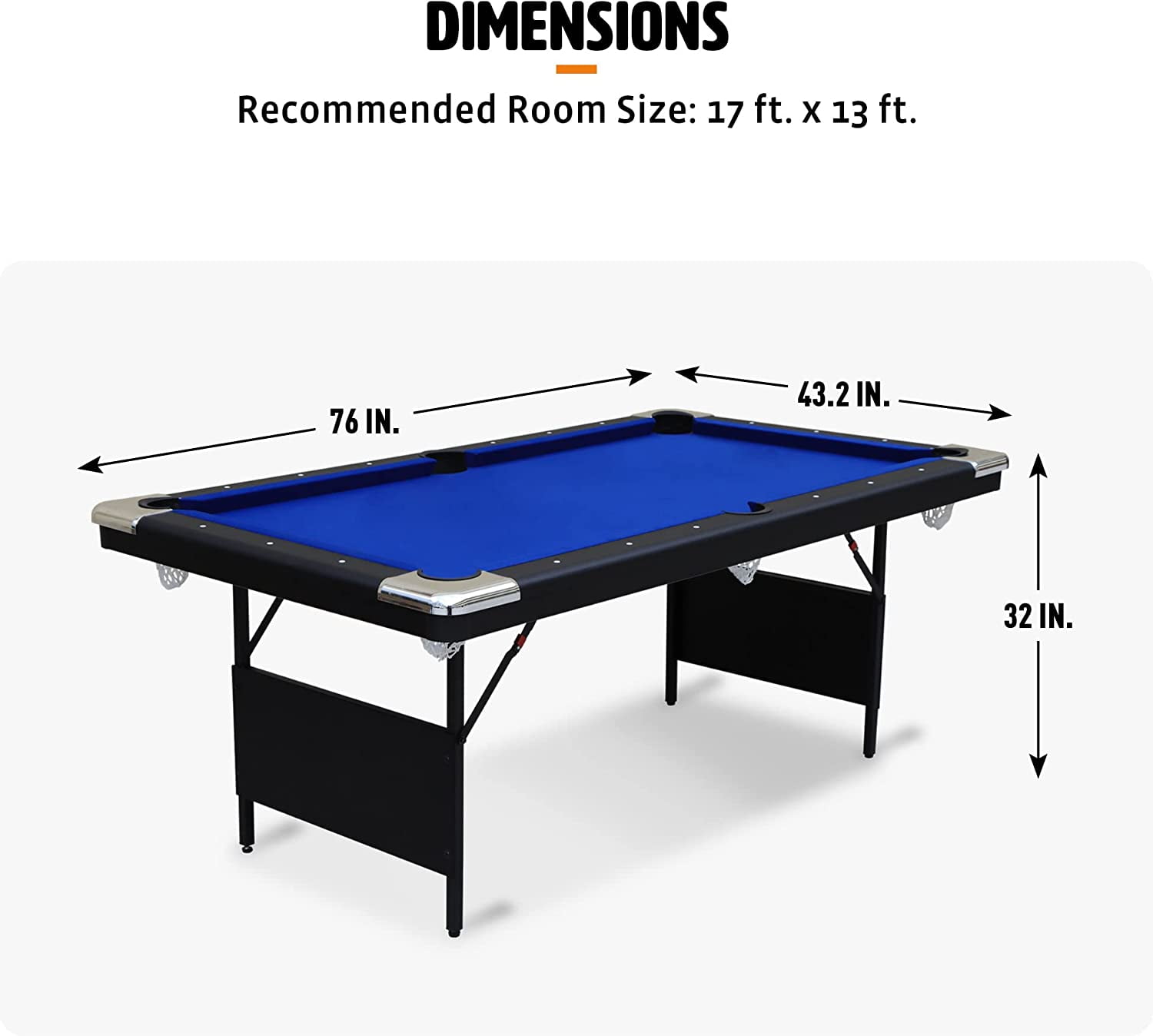 EastPoint Sports Easy Setup Folding Billiard Table - No Assembly Pool Table, Just Unfold and Play Anywhere