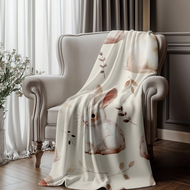 Manta de lana de franela con diseño de conejita (70 x 100 cm), multicolor, suave y cálida, para niños y adultos | Decoración infantil, manta para bebé, sofá cama, coche, lavable a máquina.