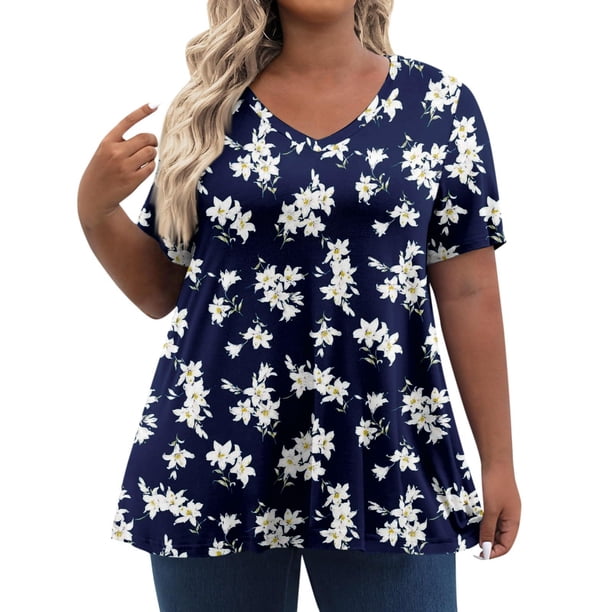 Camiseta de Manga Corta de Cuello en V Sólido Casual, Camisetas de Manga Corta para las Mujeres