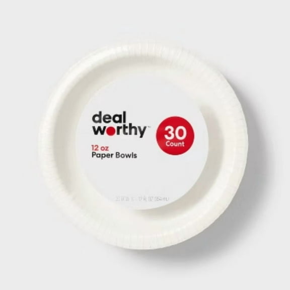 White Disposable Paper Bowls - 30ct