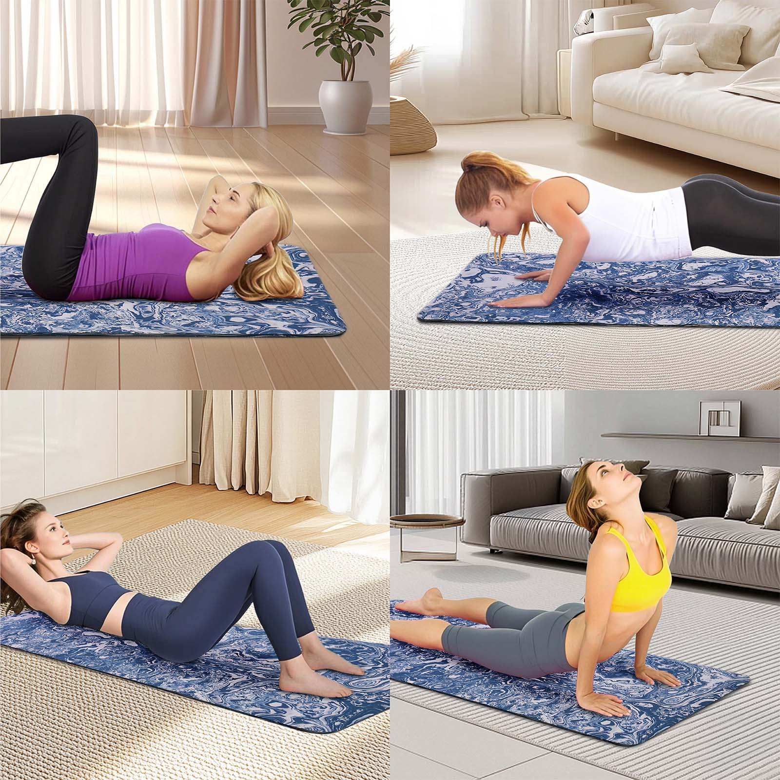 Extra Thick Non-Slip Yoga Mat for Women - 72x24 Inch TPE Exercise Mat with Grip Technology, Portable Workout Mat for Pilates, Home Fitness, and Floor Exercises