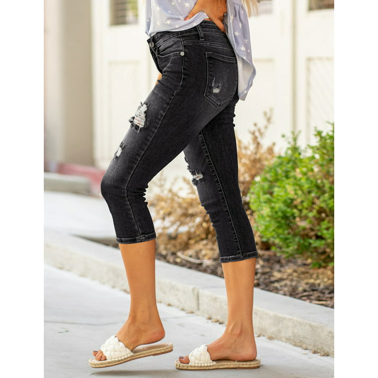  Luvamia Womens Capri Jeans High Rise Denim Capri