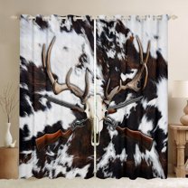 Castle Fairy Western Bull Skull Black Out Curtains for Boys Girls,Farmhouse Cow Print Curtains Pack of 2 (42x63 Each),Wildlife Animal Hunting Bedroom Curtains,Super Cozy Room Decor