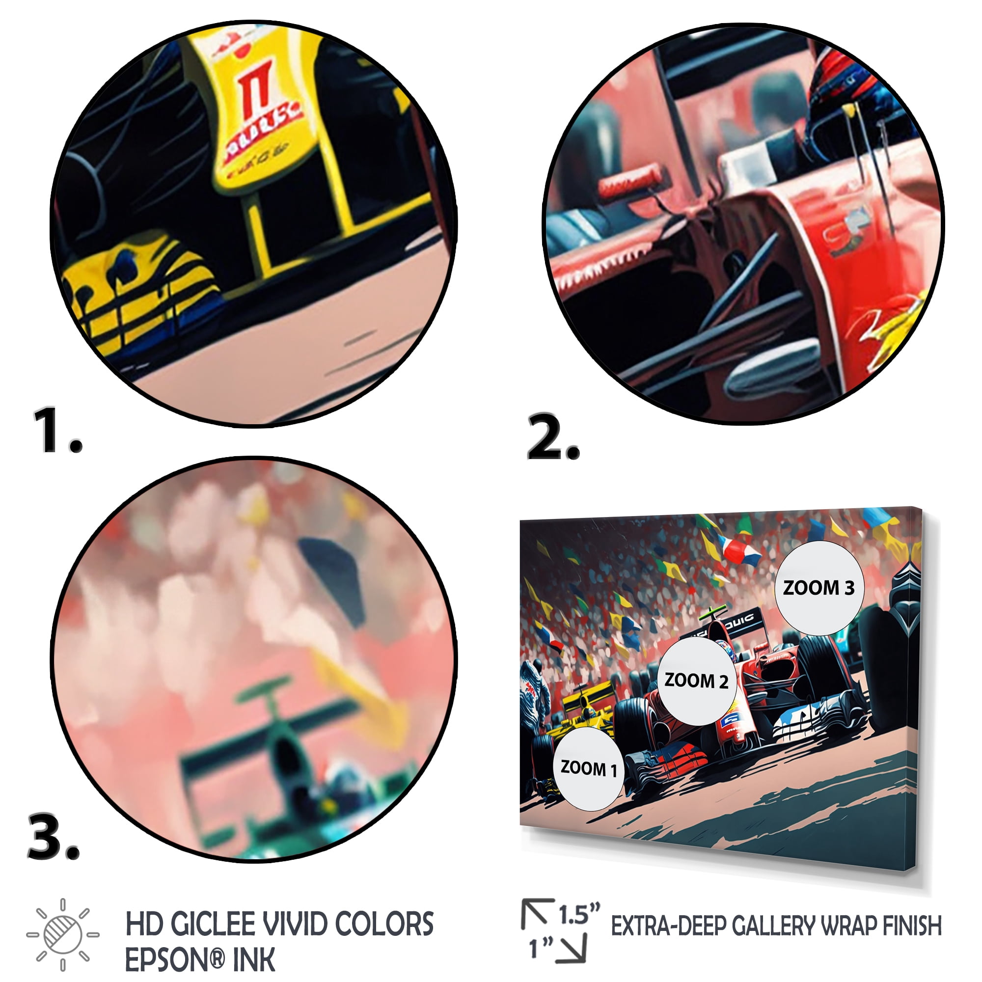 Designart Formula Car Racing IX Canvas Wall Art