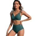 thumbnail image 3 of Asoul Cross Strsps Bikini Sets for Womens Ribbed V Neck Two Piece Swimsuit Push Up Bathing Suit 2025, 3 of 6