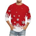 thumbnail image 1 of Camisas de Manga Larga para Hombres Imprimir Casual Cuello Redondo Blusa de Manga Corta, Camisas de Lino para Hombres, 1 of 1