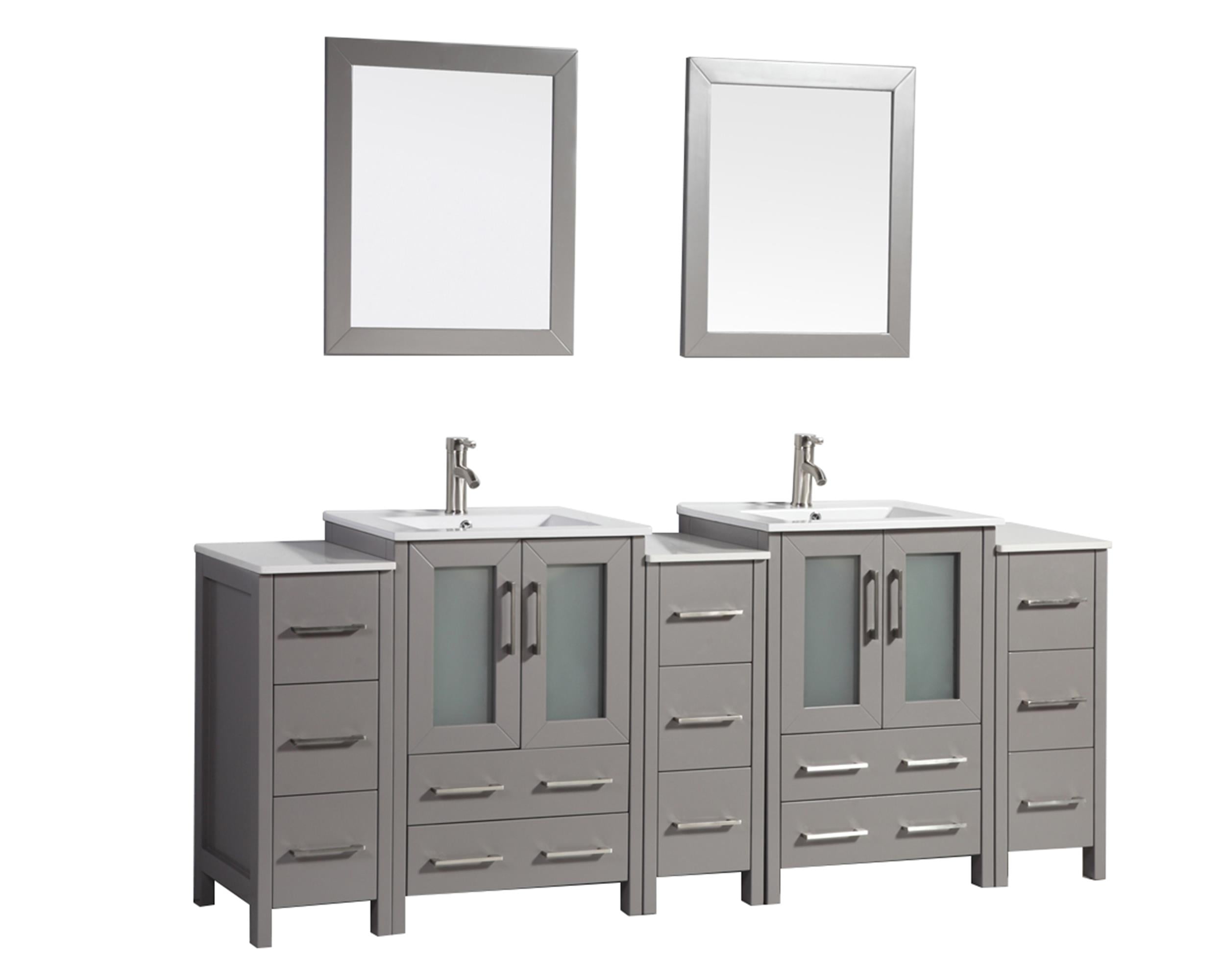 Vanity Art 84 inch double sink bathroom vanity set with ceramic vanity