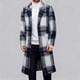 thumbnail image 4 of Kalauyu Men's Casual Notched Collar Plaid Single Breasted Wool Blend Formal Trench Top Coat, 4 of 5