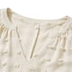 thumbnail image 1 of Dinheiro Blusas para mujer de manga corta con cuello en V y pompones de gasa casuales, L,, 1 of 8