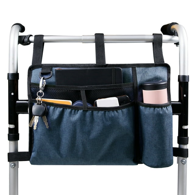 Walker Bag Walker Organizer Pouch Attachments Bags with Cup Holder Large Capacity Accessory Basket Provides H ands Free Storage for Wheelchair Rollator