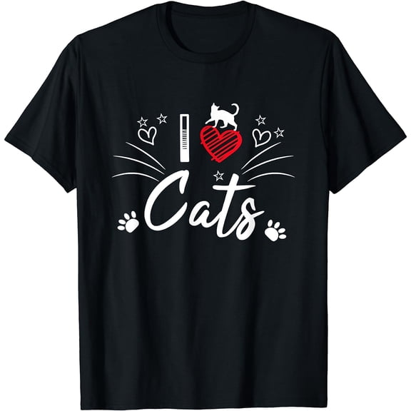 I Love Cats and Kittens Funny Cat Lover Gifts T-Shirt Black Small