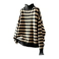thumbnail image 4 of Goodtrade8 Sweater Women Trendy Striped Knitted Turtlenecks Loose Long Sleeve Casual Sweaters Tops, 4 of 5