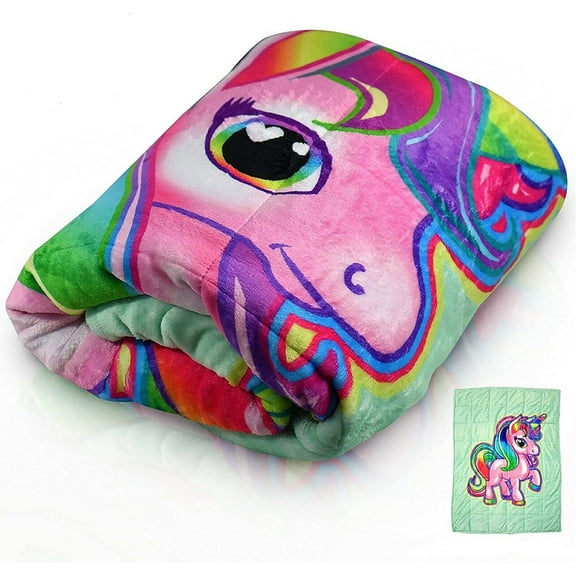 Kids Weighted Blanket by Bell Howell, 7lb Ultra Soft and Breathable Kids Blanket with Glass Beads, Great for Calming and Sleeping 48x36 inches - Unicorn