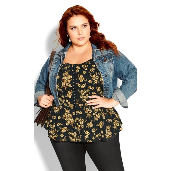 City Chic Women's Plus Size Quirky Off-Shoulder Print Top