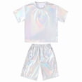 thumbnail image 4 of Conjuntos de blusas y camisas de manga corta y cuello redondo para niños Conjunto de dos piezas de blusas de manga corta y cuello redondo estampadas para niños Poliéster para niños, 4 of 5
