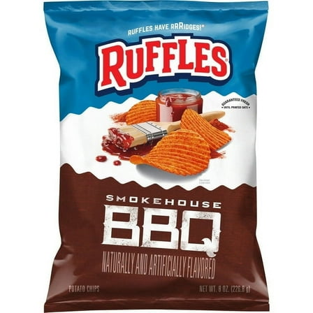 Ruffles Smokehouse BBQ Naturally and Artificially Flavored Potato Chips, 8 oz ( 2 Pack )
