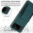 thumbnail image 5 of Crossbody Case for Samsung Galaxy Z Flip 3, Wallet Cover with Credit Card Slot, PU Leather Detachable Lanyard Strap Purse Shock Resistant Folding Case for Samsung Galaxy Z Flip 3, Green, 5 of 7