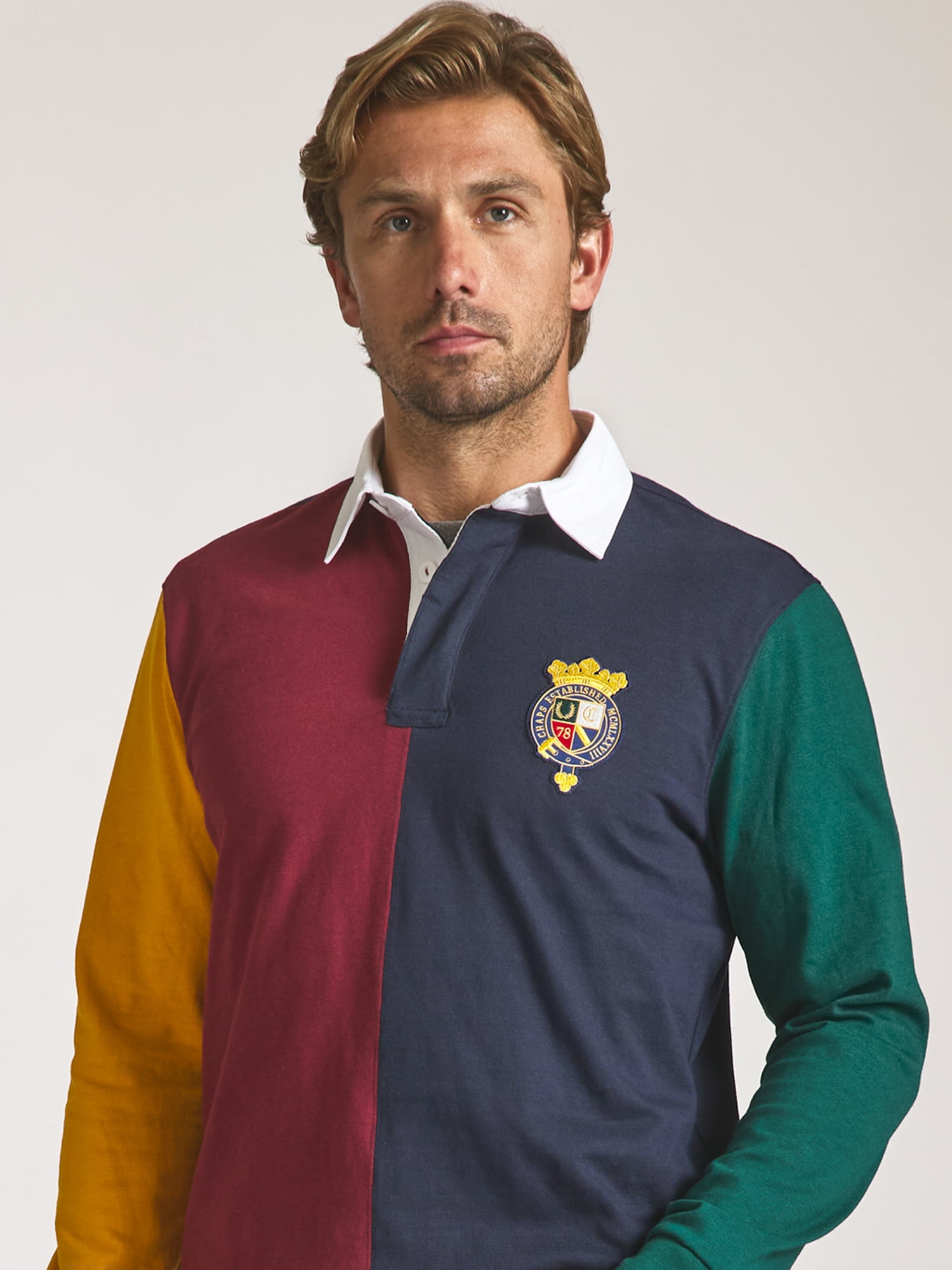 Chaps Men’s and Big Men’s Heritage Colorblocked Rugby Shirt, Sizes S–2XL