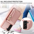thumbnail image 6 of Nalacover RFID Blocking Wallet Case for Samsung Galaxy S21 Plus, Shockproof PU Leather Magnetic Button Zipper Purse Card Slots & Kickstand Crossbody Phone Case with Shoulder & Wrist Strap,Rosegold, 6 of 12
