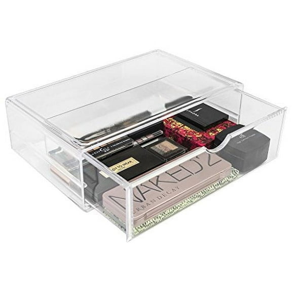 Sorbus Interlocking Acrylic Scoop Drawers for Makeup, Jewelry & Cosmetics Storage, X-Large Clear