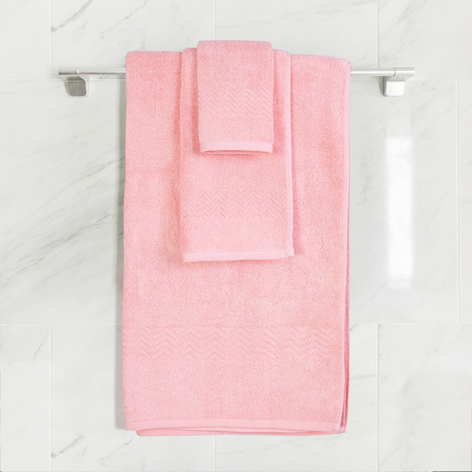 PiccoCasa Cotton 6 Pack Bath Towel Set Soft Absorbent Breathable Pink