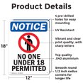 thumbnail image 2 of (2 Pack) No One Under 18 Permitted OSHA Notice Sign 12 Inch X 18 Inch Indoor / Outdoor Rust-Free Aluminum Metal Signs for Workplace, Workshop, and Construction Site, Made in the USA, 2 of 8