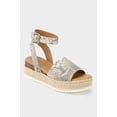 thumbnail image 4 of Soda Topic Beige Python Casual Espadrilles Trim Rubber Sole Flatform Studded Wedge Buckle Ankle Strap Open Toe Sandals, 4 of 4