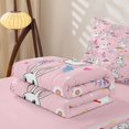 thumbnail image 5 of Erosebridal Kawaii Bunny Floral Zipper Queen Comforter Set with Fitted Sheet and 2 Pillowcases,White Rabbit Rainbow Flower Heart Zipper Bedding Set For Girls,Pink Reversible,4pcs, 5 of 7