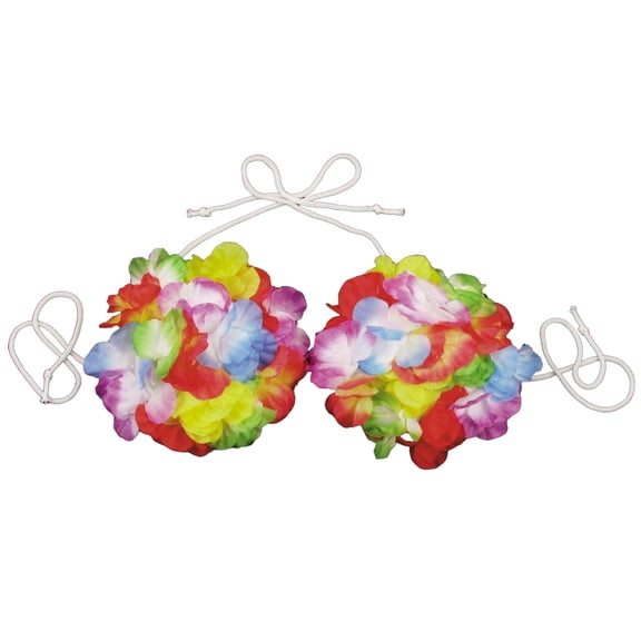 Loftus Luau Hula Girl Flower Adult Bra Polyester Bikini Top, Rainbow, One Size