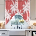 Coral Red Palm Trees Swag Curtains Valance For Kitchen Windows ...