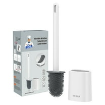 MR.SIGA Toilet Brush and Holder Set, Wall Mounted Toilet Bowl Brush, Compact Toilet Scrub Brush with Holder for Bathroom, White, 1 Pack