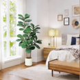 thumbnail image 6 of Accreate Artificial Fiddle Leaf Fig Tree Indoor Plant, Potted Fake Tree with Natural Wood Trunk & Bendable Leaves, Realistic Faux Ficus Lyrata for Home Office Decor in Modern White Planter, 6 of 7