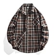 thumbnail image 4 of SGFCWSX Men's Flannel Shirt Plaid Long Sleeve Button Down Western Casual with Chest Pocket Shirts Coffee Size XL, 4 of 5