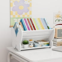 NACHES  Book Caddy with Shelf,Toddler Bookshelf, Book Storage Organizer, Small Bookshelf with Caddy for  Rooms, Nursery, Playroom(White Butterfly)