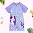 thumbnail image 5 of Traje de baño de una pieza con estampado de princesa rosa para niños pequeños de 2 a 14 años, traje de baño para nadar, Surf y playa, 5 of 5