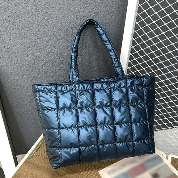 Weloille Women's Tote Bag Large Shoulder Bag,Tote Padded Winter Handbag Space Tote Bag Feather Shoulder Bag Shopping