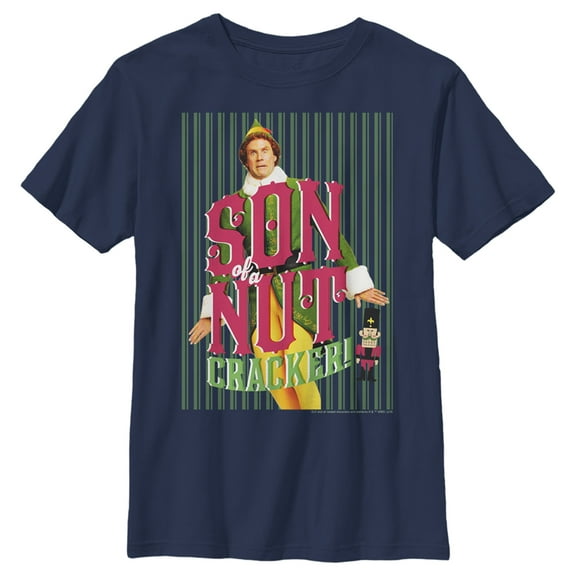 Boy's Elf Buddy Son of a Nutcracker Graphic Tee Navy Blue Medium
