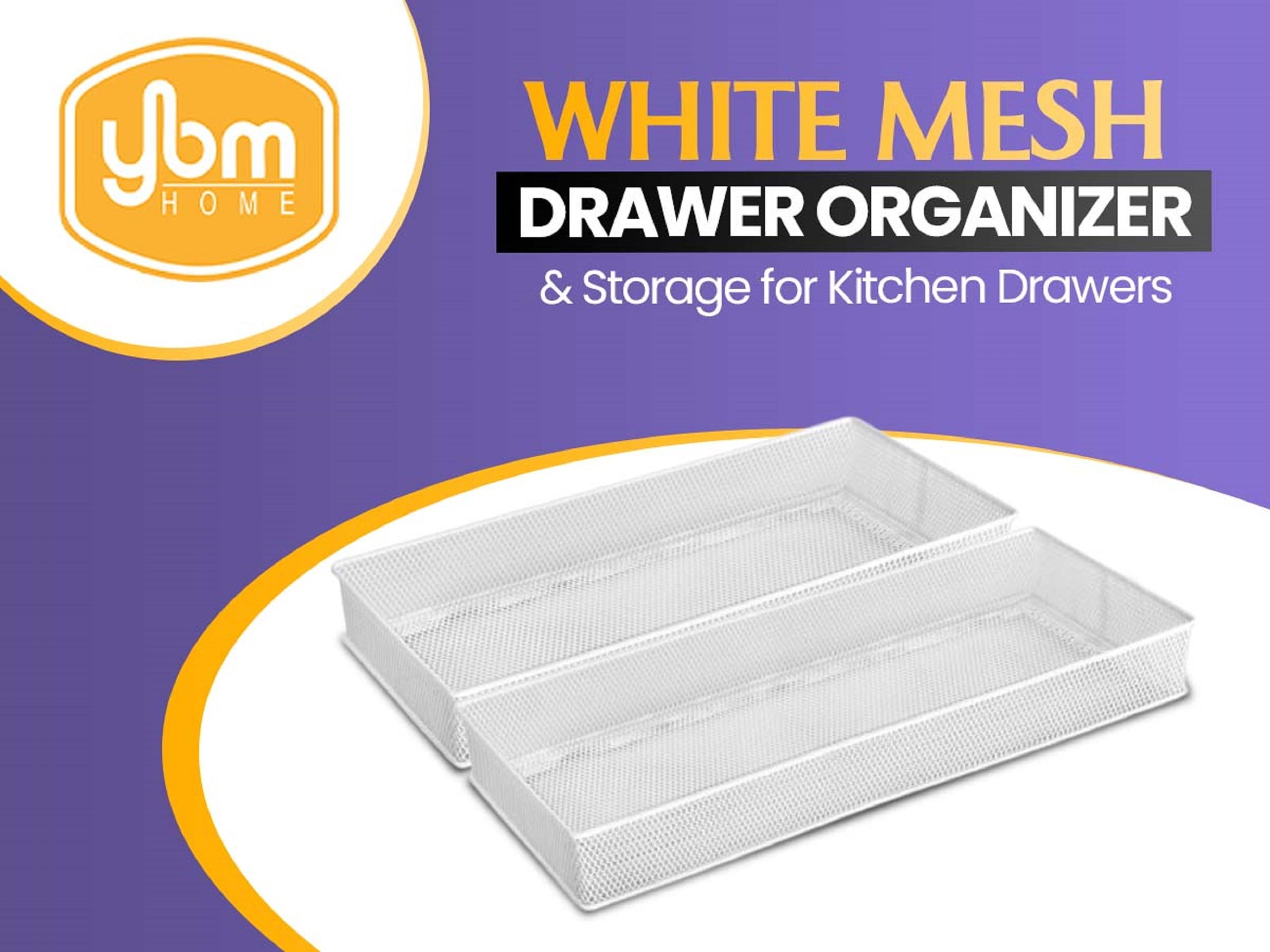 YBM Home White Mesh Desk Drawer Organizer Tray for Home and Office - Multipurpose Storage Holder, 2521-2