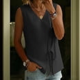 thumbnail image 4 of Outfmvch Vest Tops for Women Sleeveless Shirts Cotton Linen Button Down Vest for Women V Neck Linen Tops for Women Ladies Linen Vest Sleeveless Vest Women'S Vest Black M, 4 of 7