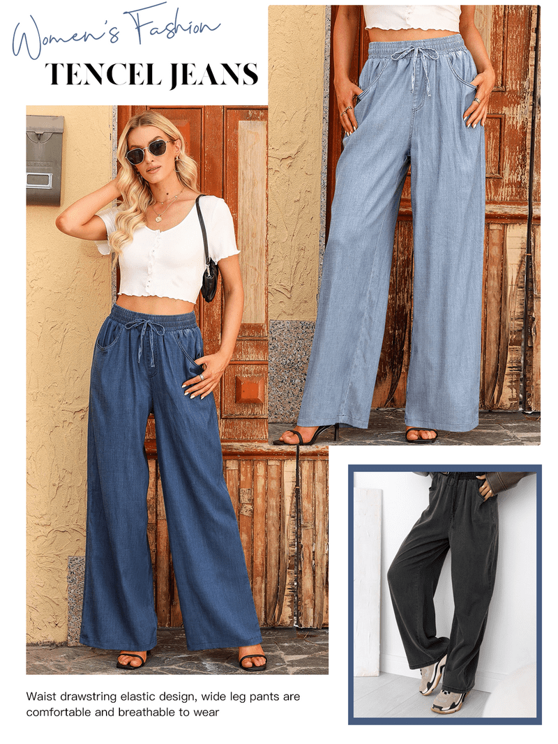 【BAON】Maomi Summer Washing Wide Denim Pants ODM-Summer-New-Trendy-Washed-