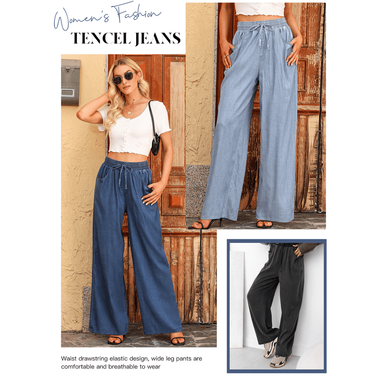 FARYSAYS Women's Boho Summer Jeans, High Waisted Wide Leg Denim Pants with Drawstring - Walmart.com FARYSAYS Women's Boho Summer Jeans, High Waisted Wide Leg Denim Pants with Drawstring - Walmart.com