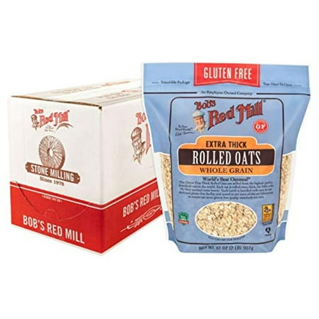 Bobs Red Mill Gluten Free Extra Thick Rolled Oats, 32 Oz (4 Pack)