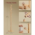 thumbnail image 4 of Solid Wood Coat Rack, Free Standing Hall Coat Tree with 7 Hooks, 3 Height Options, for Coats, Hats, Bags, Purses, for Entryway, Hallway, Rubberwood Hooks and Pole, Natural Beige, 4 of 6