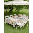 thumbnail image 5 of 52x70 Inch Outdoor Tablecloth with Umbrella Hole Zipper Rectangle Watercolor Botanical Rectangular Tablecloths Outside Waterproof Spring Flowers Birds Rustic Beige Patio Table Cloth Cover for Picnic, 5 of 8