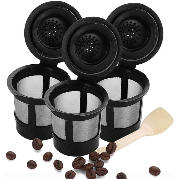 Reusable Coffee Pods, Refillable Coffee Filters for Keurig, Single Serve Coffee Filter Cup- Compatible with Keurig K Coffee Maker with Coffee Spoon Brush