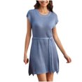 thumbnail image 2 of LOVZFMLL Robe pour Femme Mode Grande Fente Mi-Longue Robe pour Femme Bleu G, 2 of 9