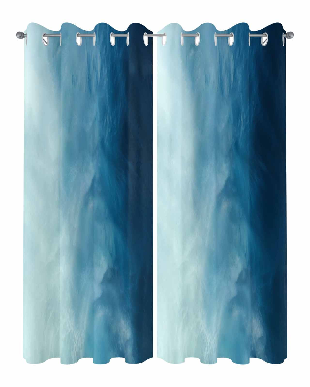 Blue Ombre Outdoor Curtains for Patio, Coastal Beach Modern Abstract Art Privacy Drapes Grommet Waterproof Outside Curtains for Porch/Cabana/Balcony 54"x 108", 2 Panel